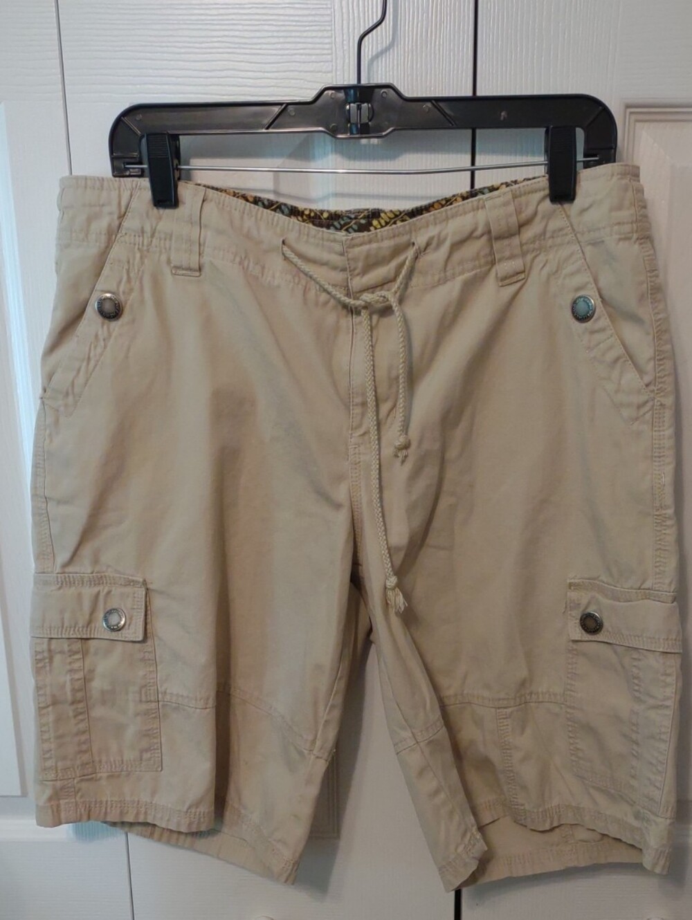 RuffHewn Cargo Women's Bermuda Shorts Beige Sz 12 100% Cotton Outdoor Hiking